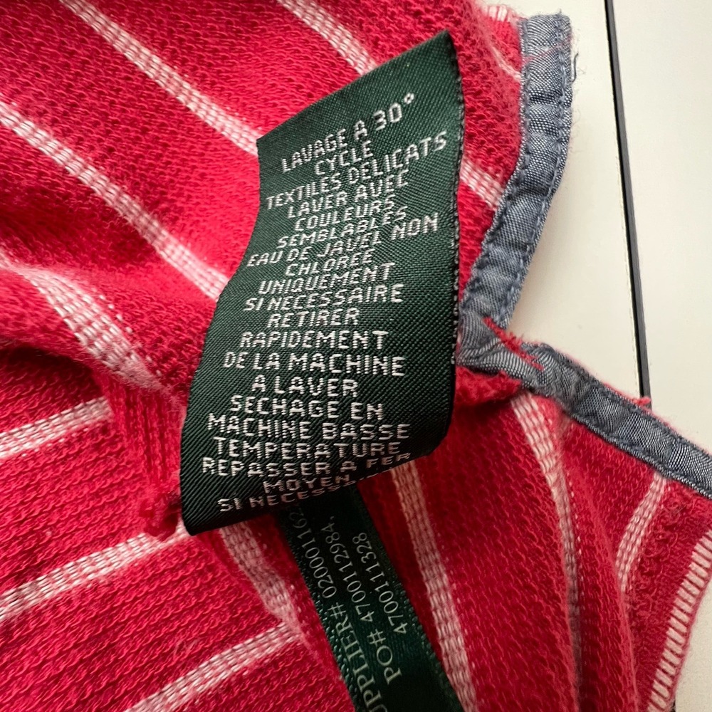 LRL Lauren Jeans Co. RALPH LAUREN Red Stripe 100% Cotton Zip Pocket Top M - Picture 15 of 15